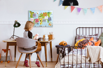 Dry erase board magnetic Interactive map with photos and notes
