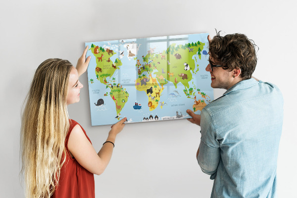 Dry erase board magnetic Interactive map with photos and notes