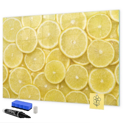 Magnetic dry erase board Lemon motif with photos and accessories