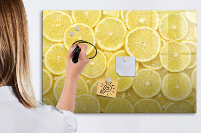 Magnetic dry erase board Lemon motif with photos and accessories