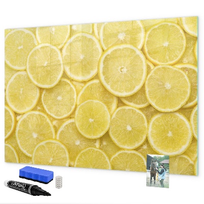 Magnetic dry erase board Lemon motif with photos and accessories