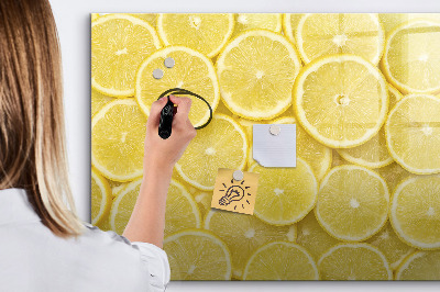 Magnetic dry erase board Lemon motif with photos and accessories