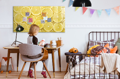 Magnetic dry erase board Lemon motif with photos and accessories
