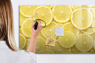 Magnetic dry erase board Lemon motif with photos and accessories