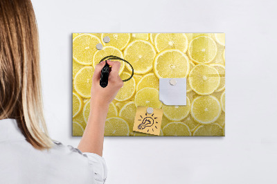 Magnetic dry erase board Lemon motif with photos and accessories