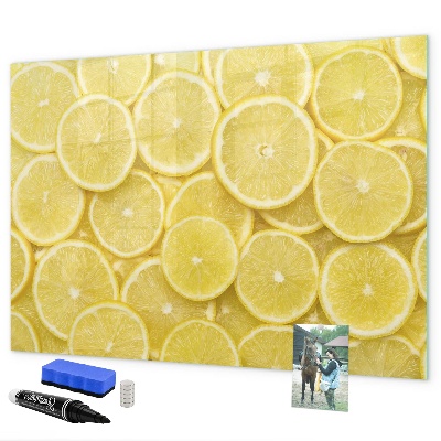 Magnetic dry erase board Lemon motif with photos and accessories