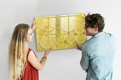 Magnetic dry erase board Lemon motif with photos and accessories