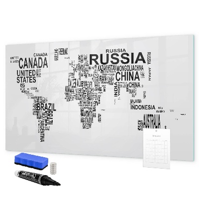 Magnetic dry erase board World map with places and photos