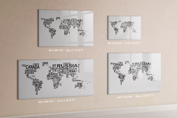 Magnetic dry erase board World map with places and photos