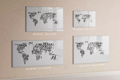 Magnetic dry erase board World map with places and photos