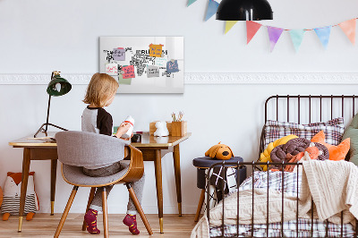 Magnetic dry erase board World map with places and photos