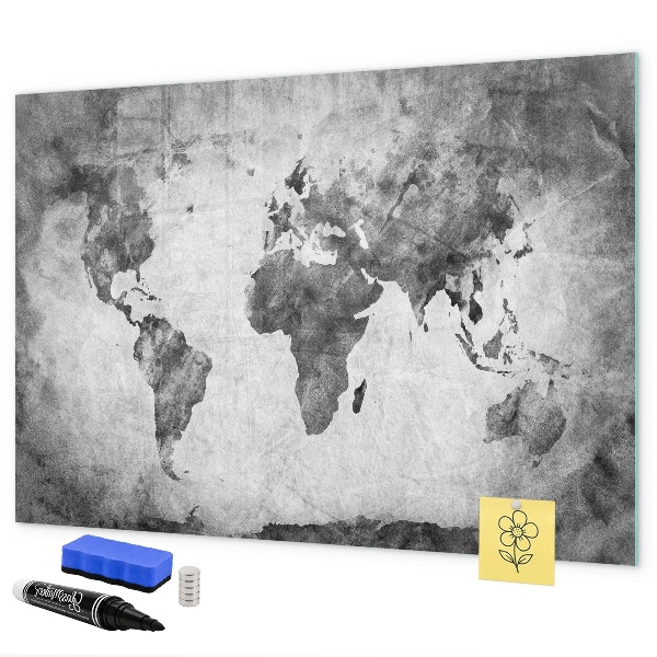 Dry erase board magnetic World map with personal photos