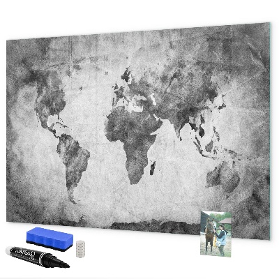 Dry erase board magnetic World map with personal photos
