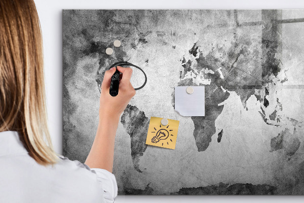 Dry erase board magnetic World map with personal photos