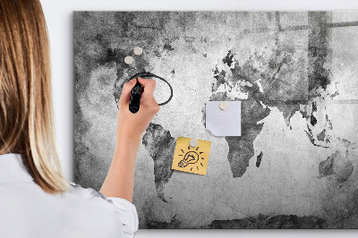 Dry erase board magnetic World map with personal photos