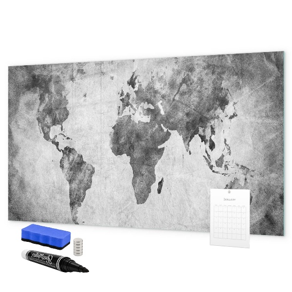 Dry erase board magnetic World map with personal photos