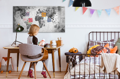 Dry erase board magnetic World map with personal photos