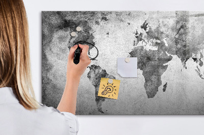 Dry erase board magnetic World map with personal photos