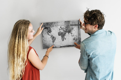 Dry erase board magnetic World map with personal photos