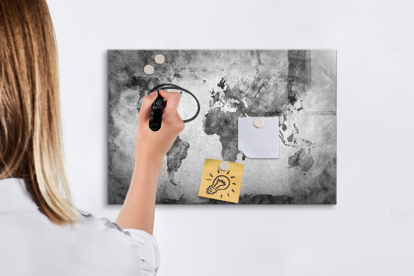 Dry erase board magnetic World map with personal photos