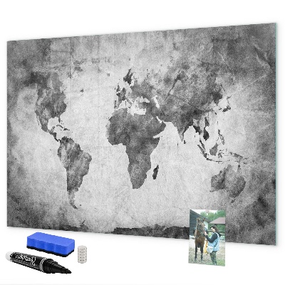 Dry erase board magnetic World map with personal photos