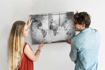 Dry erase board magnetic World map with personal photos