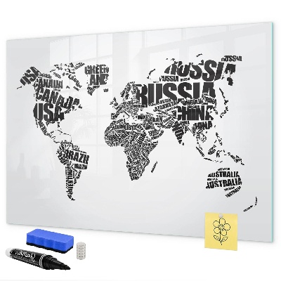 Magnetic dry erase board A world map with personal memories