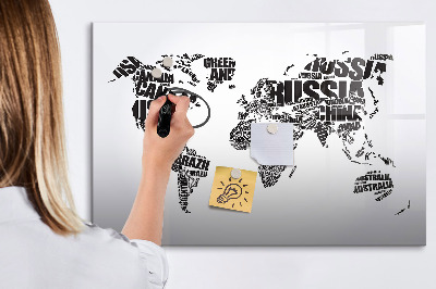 Magnetic dry erase board A world map with personal memories