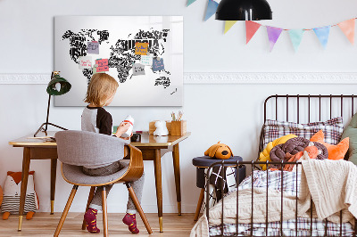 Magnetic dry erase board A world map with personal memories