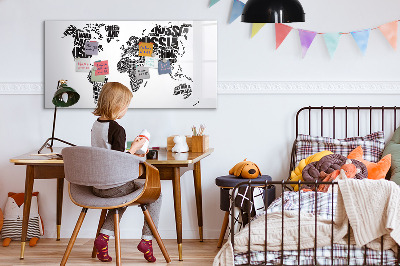 Magnetic dry erase board A world map with personal memories
