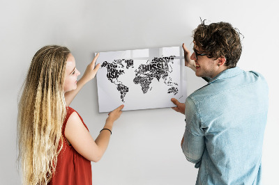 Magnetic dry erase board A world map with personal memories