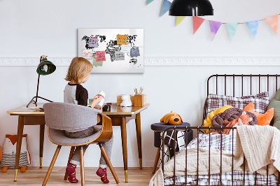 Magnetic dry erase board A world map with personal memories