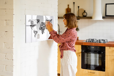 Magnetic dry erase board A world map with personal memories