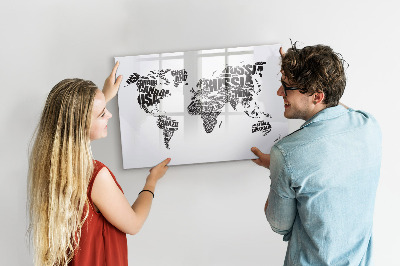 Magnetic dry erase board A world map with personal memories