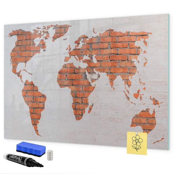 Dry erase board magnetic A world map with personal memories