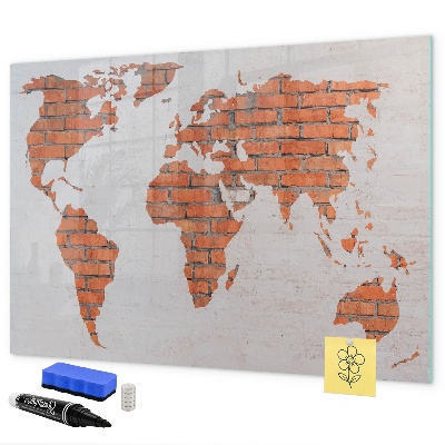 Dry erase board magnetic A world map with personal memories