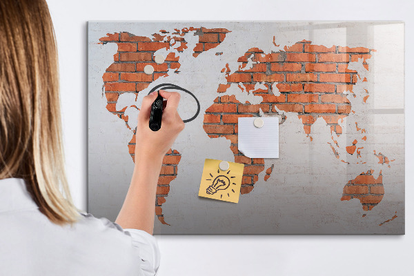 Dry erase board magnetic A world map with personal memories