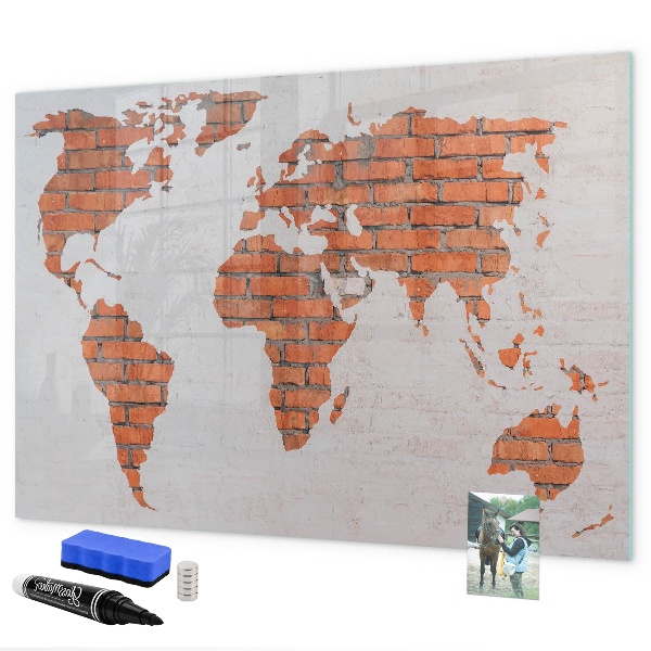 Dry erase board magnetic A world map with personal memories