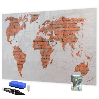 Dry erase board magnetic A world map with personal memories