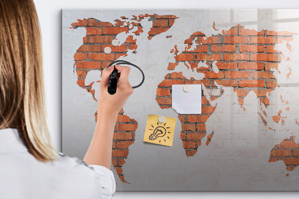Dry erase board magnetic A world map with personal memories