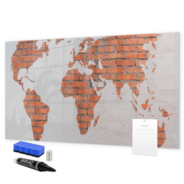 Dry erase board magnetic A world map with personal memories