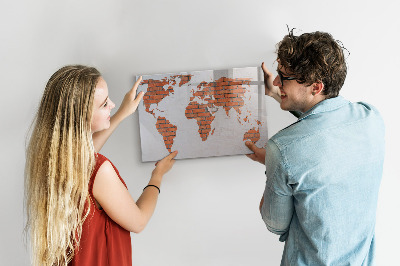 Dry erase board magnetic A world map with personal memories