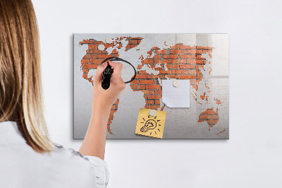 Dry erase board magnetic A world map with personal memories