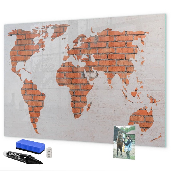 Dry erase board magnetic A world map with personal memories