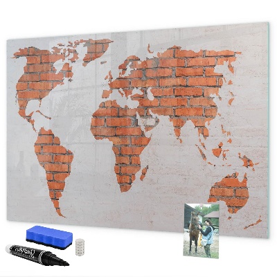 Dry erase board magnetic A world map with personal memories