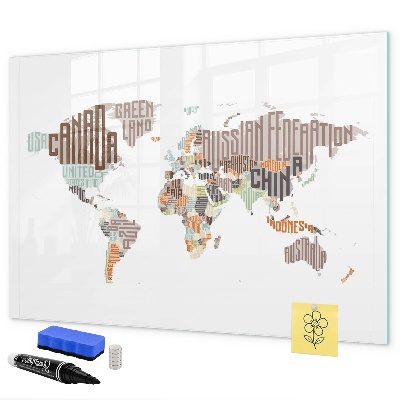Magnetic dry erase board World map with photo locations