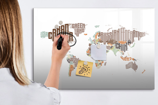 Magnetic dry erase board World map with photo locations