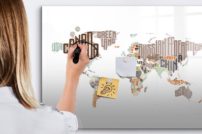 Magnetic dry erase board World map with photo locations