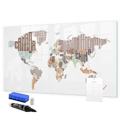 Magnetic dry erase board World map with photo locations