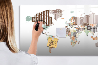 Magnetic dry erase board World map with photo locations